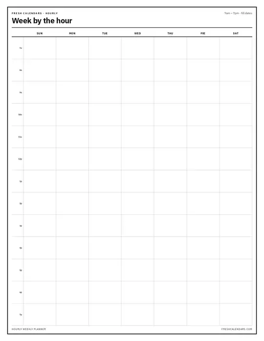 Weekly Calendar Printables · 5 Planner Packs | Fresh Calendars — Hourly Week template