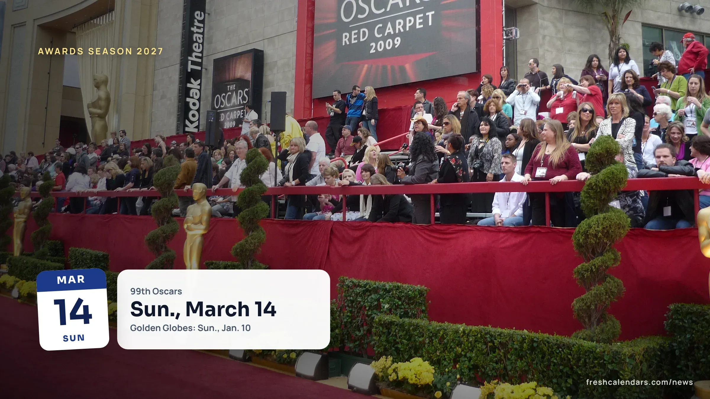 Golden Globes and Oscars 2027 dates: file photo of the red carpet at the 2009 Academy Awards in Hollywood