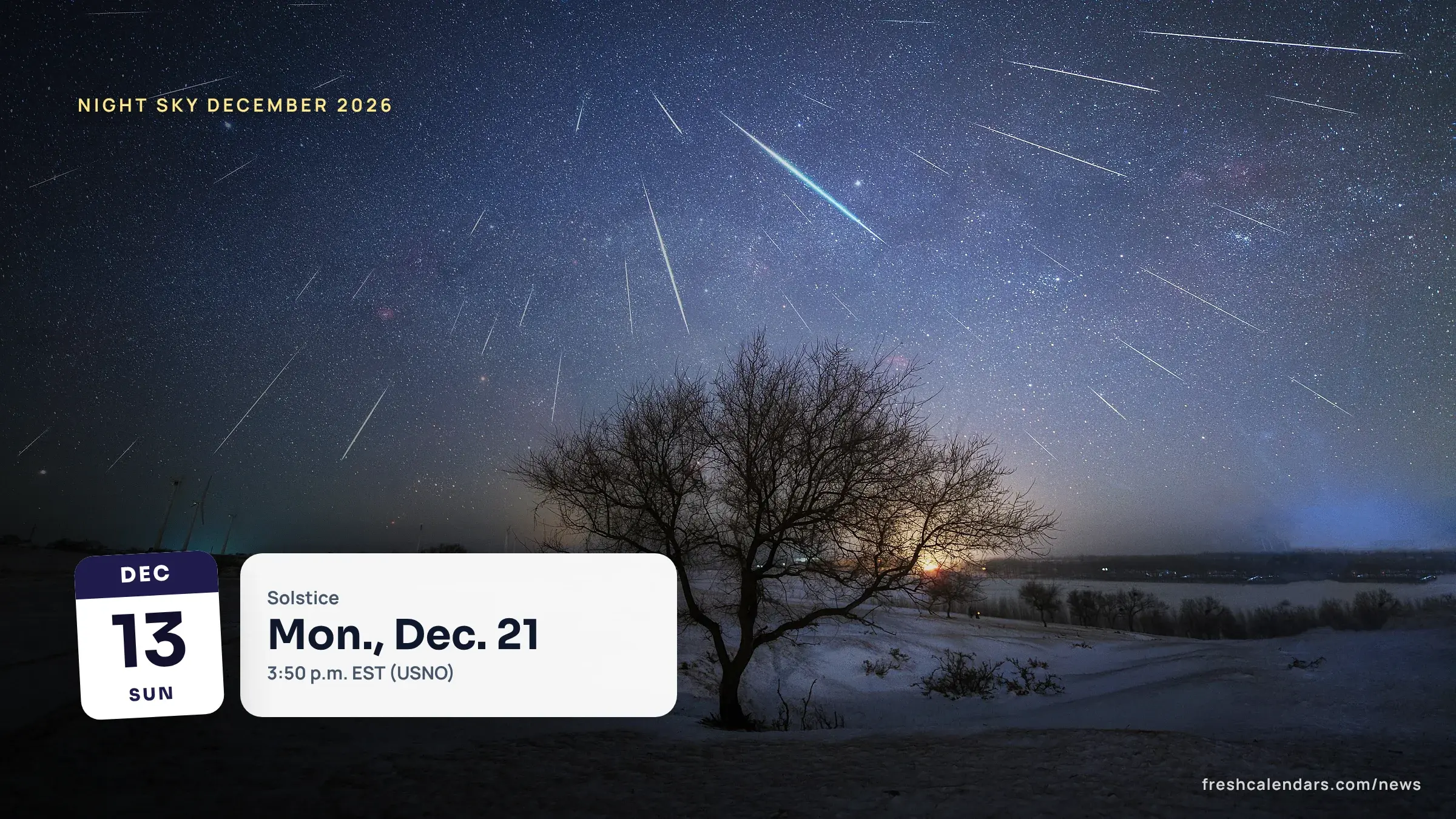 Planets visible in December 2026: meteors streak across a starry night sky above a dark landscape, a file photo of a meteor shower