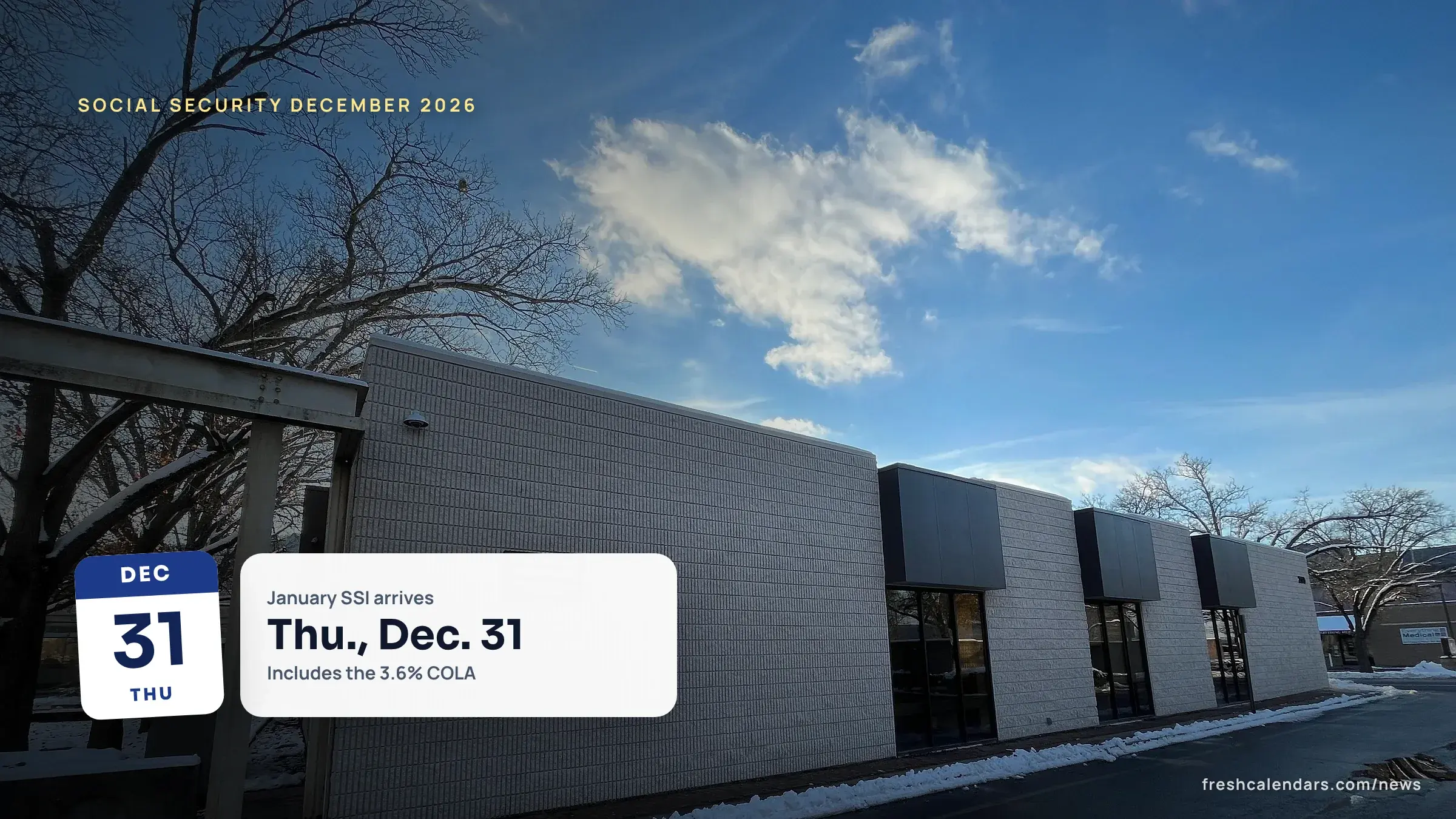 Social Security office building in Corning, New York, for the Social Security payment schedule December 2026
