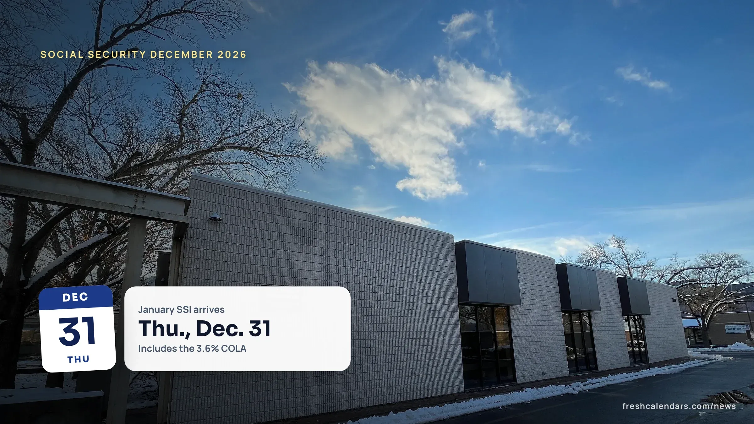 Social Security office building in Corning, New York, for the Social Security payment schedule December 2026