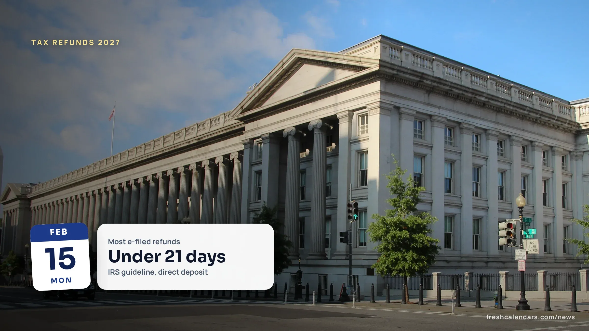 The U.S. Treasury Building in Washington, D.C., for a tax refund schedule 2027 story