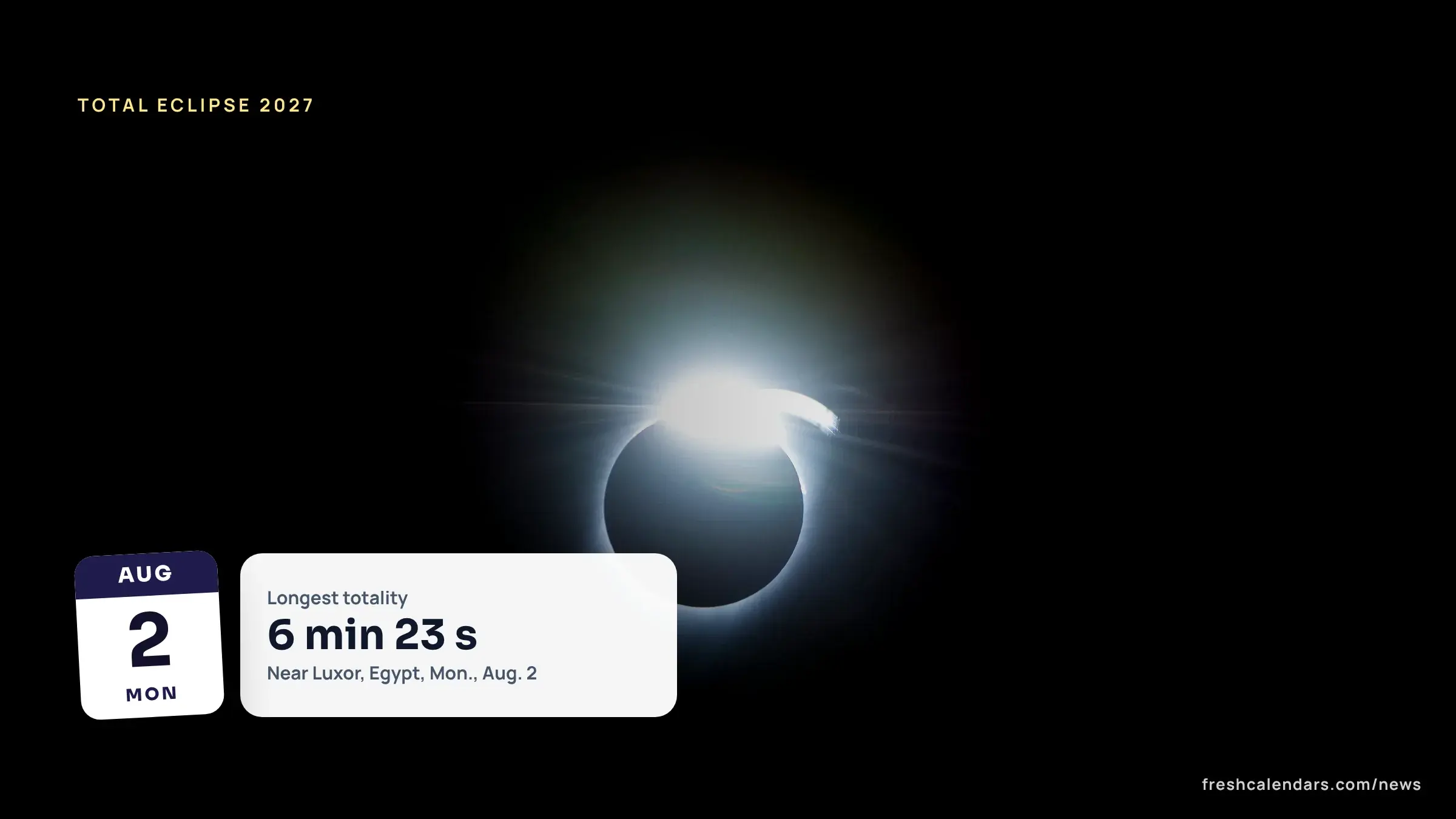 Total solar eclipse photographed in 2017, a file photo for the total solar eclipse of Aug. 2, 2027
