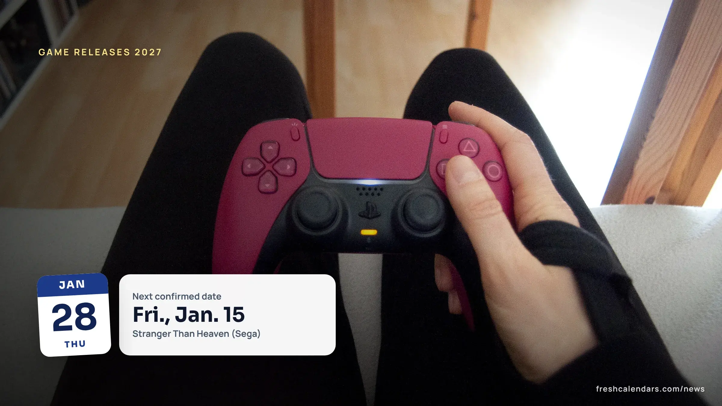 Hands holding a game controller, a file photo for video game release dates 2027