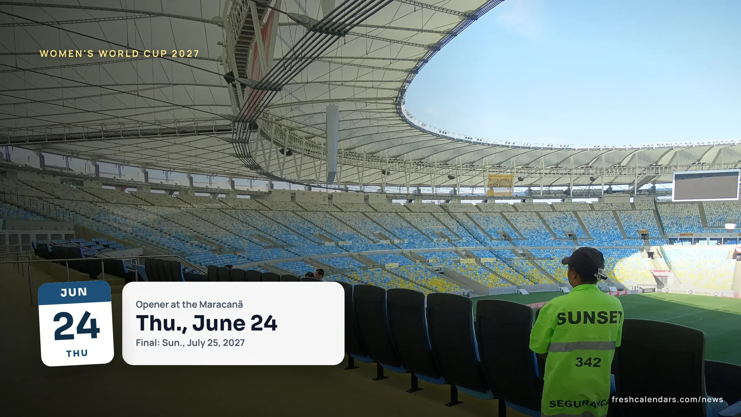 Architectural detail of the Maracanã Stadium in Rio de Janeiro, venue of the Women's World Cup 2027 opener and final